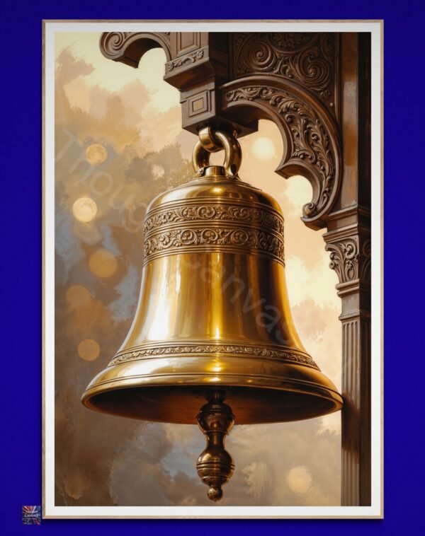 Brass Bell Oil Painting | Detailed Engravings | Golden Hue | Digital Download | Instant Download