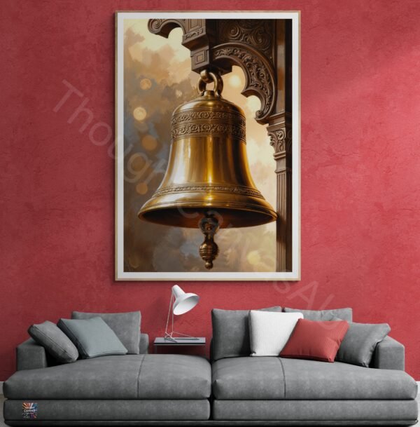 Brass Bell Oil Painting | Detailed Engravings | Golden Hue | Digital Download | Instant Download - Image 5
