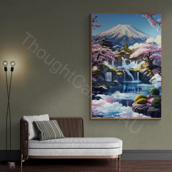 Cherry Blossom Zen Garden | Digital Art Print - Serene Wall Art | Japanese Wall Art | Japanese Garden Art | Printable Art | Instant Download - Image 2