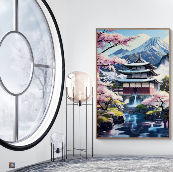 Cherry Blossom Zen Garden | Digital Art Print - Serene Wall Art | Japanese Wall Art | Japanese Garden Art | Printable Art | Instant Download | 2 - Image 2