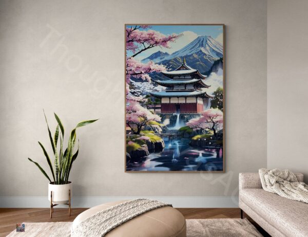 Cherry Blossom Zen Garden | Digital Art Print - Serene Wall Art | Japanese Wall Art | Japanese Garden Art | Printable Art | Instant Download | 2 - Image 5