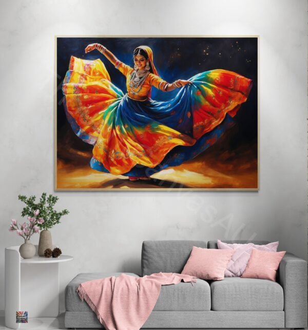 Graceful Ghoomar Dancer | Oil Painting Style | Digital Download | Rajasthani Folk Art | Vibrant Wall Decor| Instant Download | 1 - Image 5
