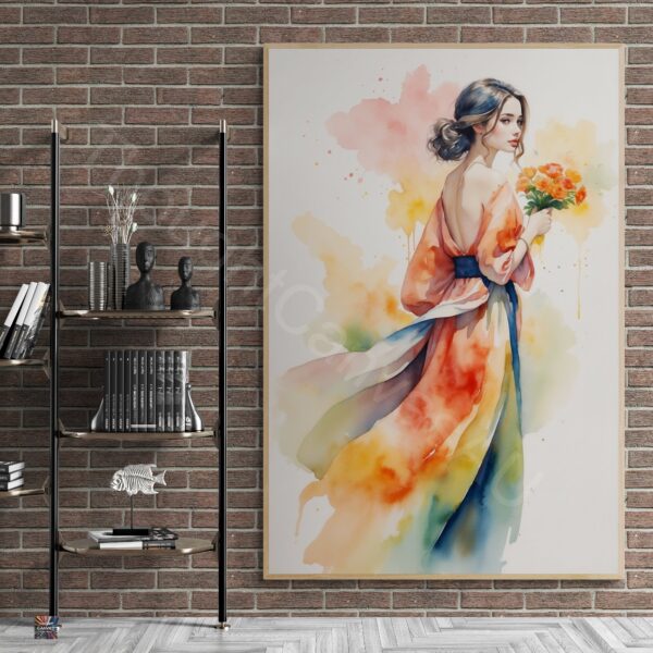 Watercolor Flower Girl Wall Art | Digital Download | Botanical Print | Wall Decor | Floral Nursery Art | Instant Download - Image 6