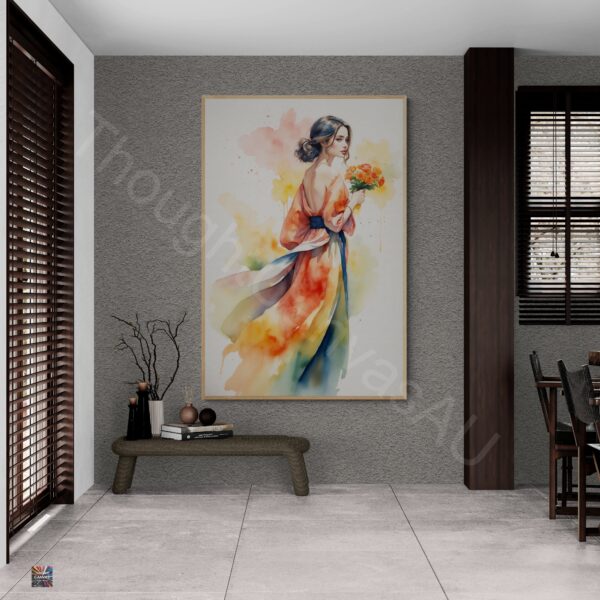Watercolor Flower Girl Wall Art | Digital Download | Botanical Print | Wall Decor | Floral Nursery Art | Instant Download - Image 2
