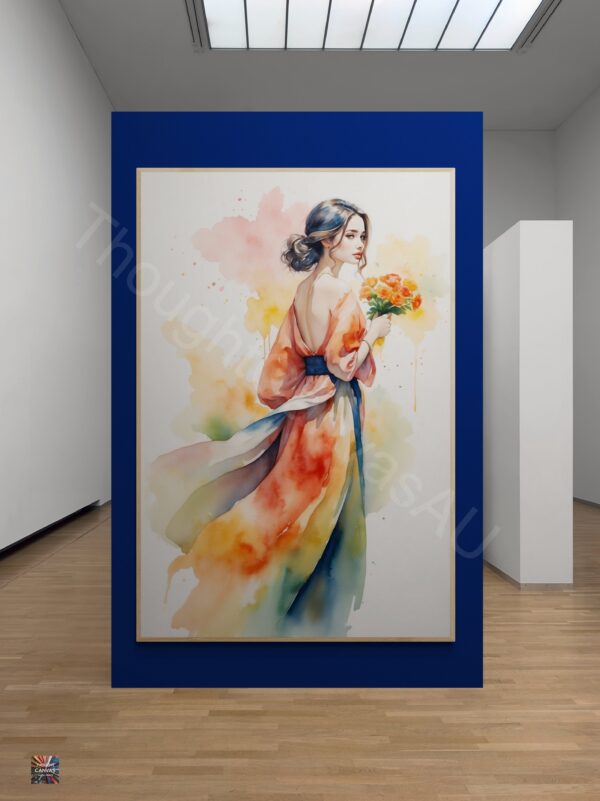 Watercolor Flower Girl Wall Art | Digital Download | Botanical Print | Wall Decor | Floral Nursery Art | Instant Download