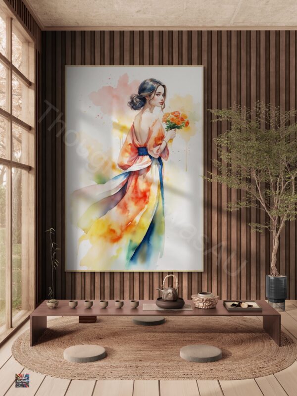 Watercolor Flower Girl Wall Art | Digital Download | Botanical Print | Wall Decor | Floral Nursery Art | Instant Download - Image 3