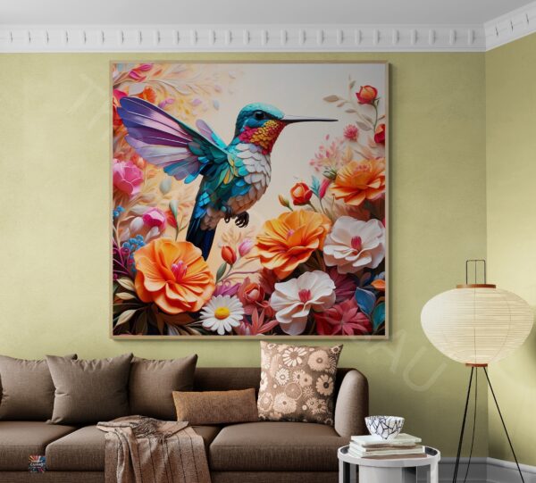 Hummingbird Art Print | Floral Bird Art | Digital Download | Nature Wall Decor | Hummingbird Wall Art | Instant Download | 1 - Image 3
