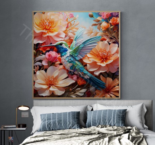 Hummingbird Art Print | Floral Bird Art | Digital Download | Nature Wall Decor | Hummingbird Wall Art | Instant Download | 2 - Image 2
