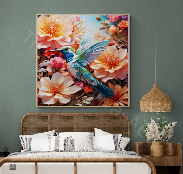 Hummingbird Art Print | Floral Bird Art | Digital Download | Nature Wall Decor | Hummingbird Wall Art | Instant Download | 2 - Image 3