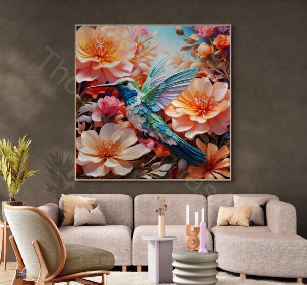 Hummingbird Art Print | Floral Bird Art | Digital Download | Nature Wall Decor | Hummingbird Wall Art | Instant Download | 2 - Image 4
