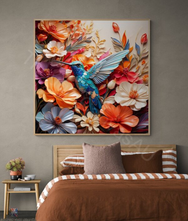 Hummingbird Art Print | Floral Bird Art | Digital Download | Nature Wall Decor | Hummingbird Wall Art | Instant Download | 4 - Image 2