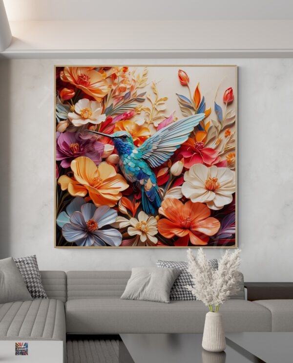 Hummingbird Art Print | Floral Bird Art | Digital Download | Nature Wall Decor | Hummingbird Wall Art | Instant Download | 4 - Image 3