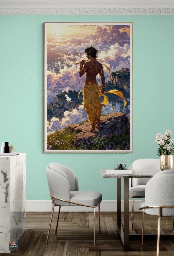 Lord Krishna Art | Anime Landscape | Indian Mythology | Sunrise | Ocean View | Digital Download | Instant Download - Image 3