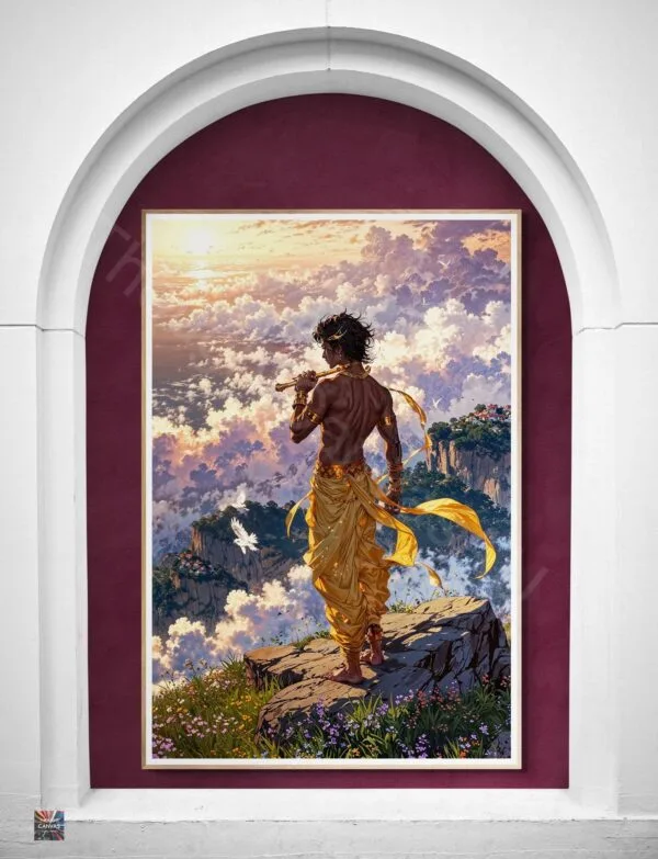 Lord Krishna Art | Anime Landscape | Indian Mythology | Sunrise | Ocean View | Digital Download | Instant Download - Image 5