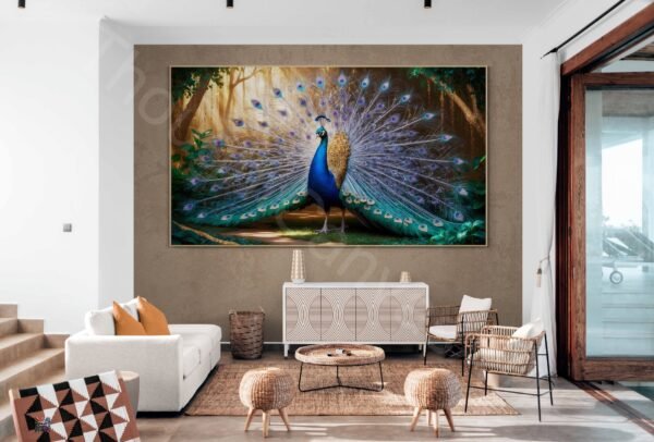 Regal Peacock with Golden Plumage | Majestic Peacock | Printable Wall Art | Modern Home Decor | Instant Download | 4