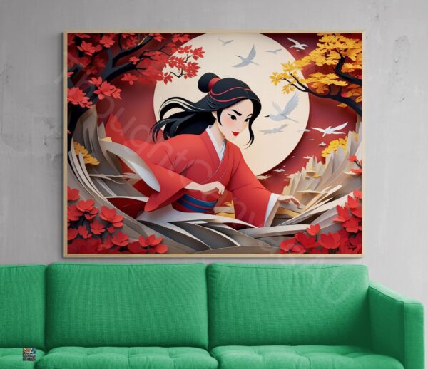Intricate Paper Cut Art | Japanese Kirigami | Digital Download | Detailed Wall Art | Home Decor | Instant Download | 1 - Image 5