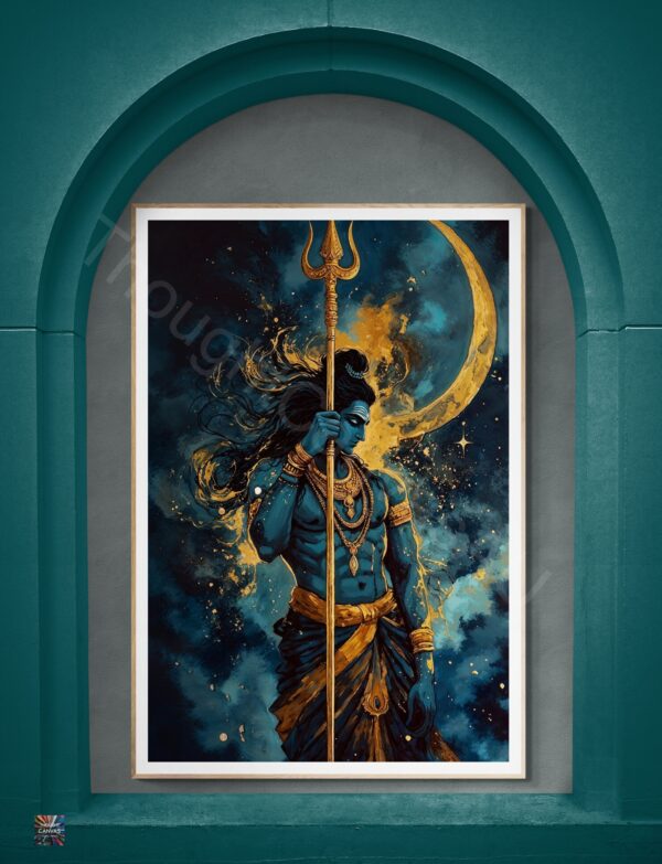 Celestial Shiva Art | Hindu God Portrait | Cosmic Background | Digital Download | Instant Download
