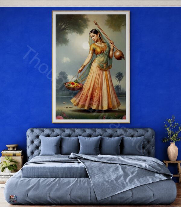 Indian Woman Art Print | Traditional Dress | Musician Portrait | Mystic Girl | Digital Download | Instant Download - Image 2