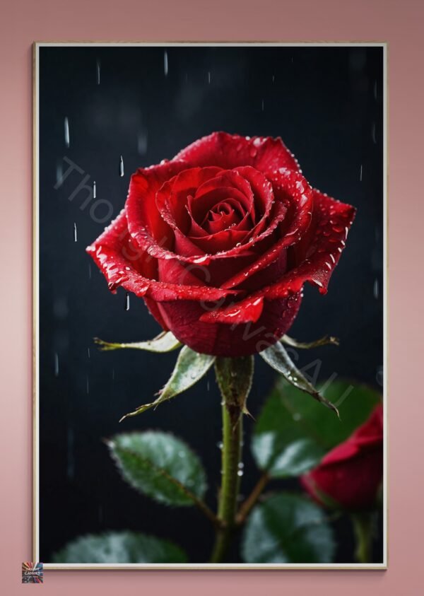 Red Rose | Water Droplets, Black Background | Digital Download | Instant Download - Image 2