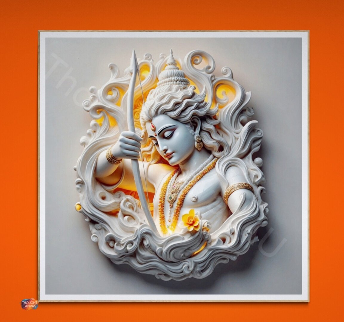 Serene Shree Ram Art | Marble Texture, Ornate Patterns, Hindu Deity Print | Digital Download | Instant Download - Image 2