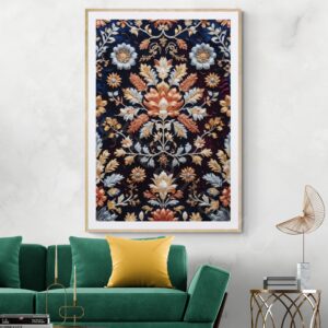 Zardozi Tapestry Art Print | Ornate Floral | Metallic Embroidery Look | Digital Download