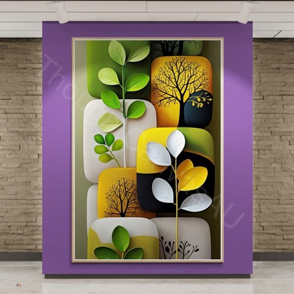 Abstract Plant Art Print | Textured Rectangles, Modern Botanical Digital Download | Instant Download - Image 2
