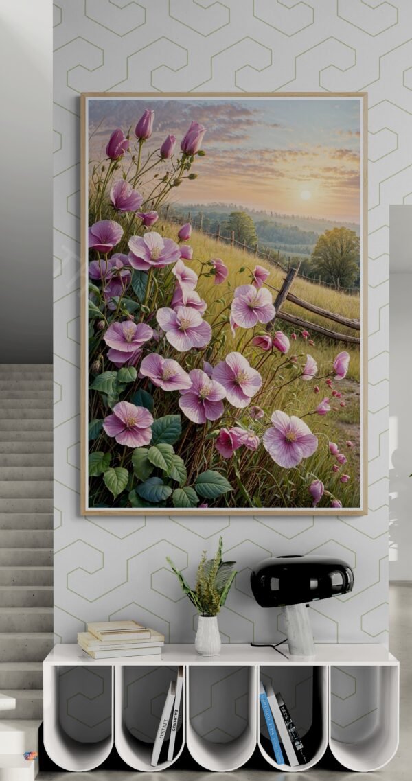 Pastel Garden Scene Art | Wooden Fence, Floral Landscape | Digital Download | Instant Download - Image 2