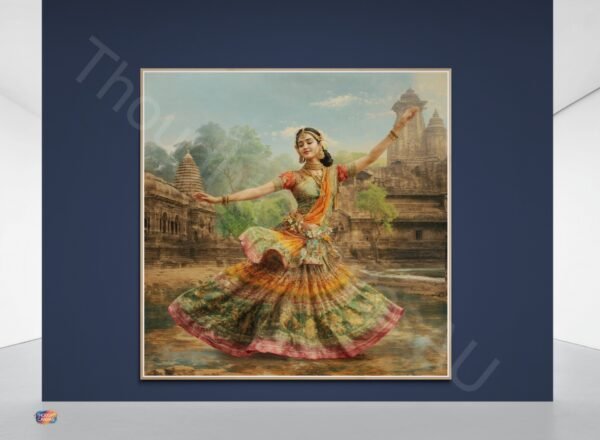 Indian Cultural Art | Folk Dance Painting, Serene Woman, Digital Download - Image 3