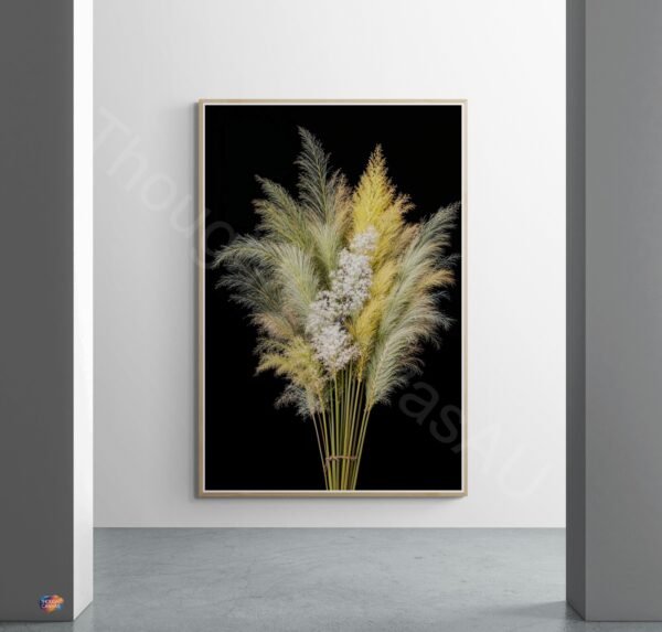 Ornamental Grasses Art Print | Feathery Plumes, Black Background Digital Download | Instant Download - Image 4