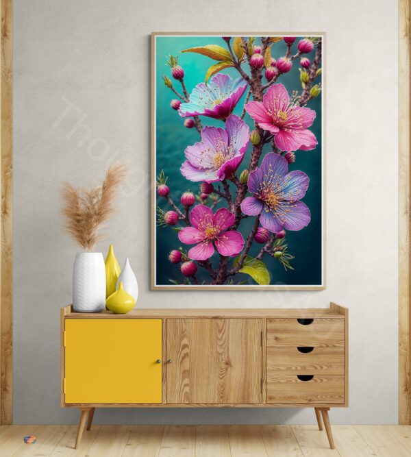 Vibrant Floral Branch Art Print 1 - 5