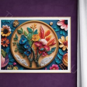 3D Floral Relief Art Print 1 - 1