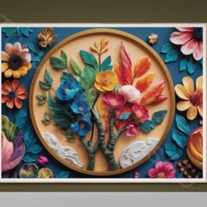 3D Floral Relief Art Print 1 - 2