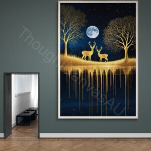 Gold Deer Night Sky 1 - 1