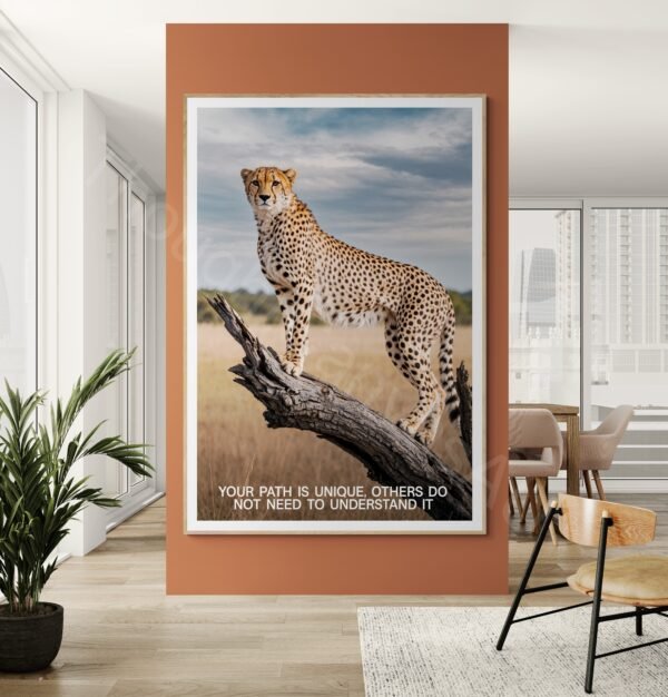 Unique Path Cheetah Art Print: Inspirational Quote Wildlife Digital Download, Savannah Tree Branch Decor (Digital Download) - Image 5