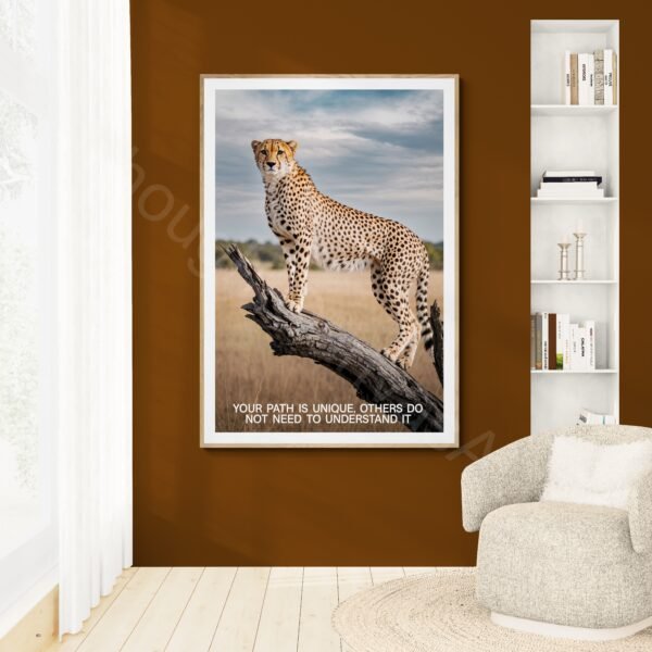 Unique Path Cheetah Art Print: Inspirational Quote Wildlife Digital Download, Savannah Tree Branch Decor (Digital Download) - Image 6