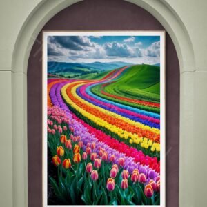 Rainbow Tulip Field Landscape Print 1 - 3