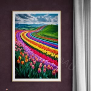 Rainbow Tulip Field Landscape Print 1 - 4