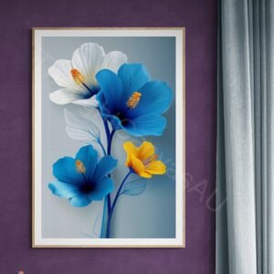 Stylized Blue & White Hibiscus Print 1 - 2