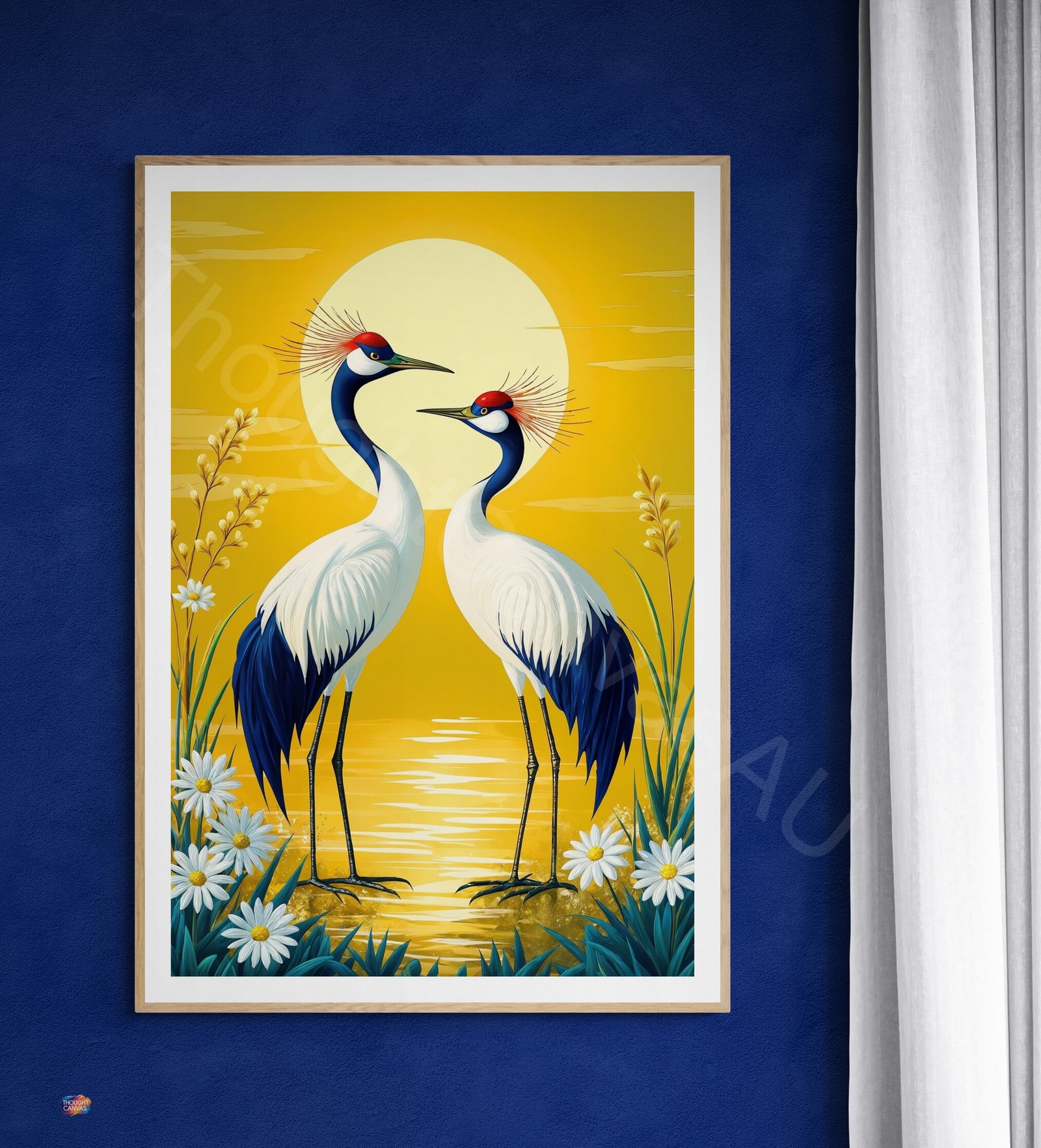 Elegant Cranes Sunrise Art Print 1 - 3