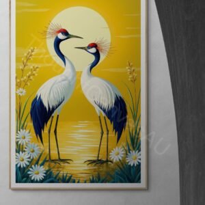 Elegant Cranes Sunrise Art Print 1 - 4