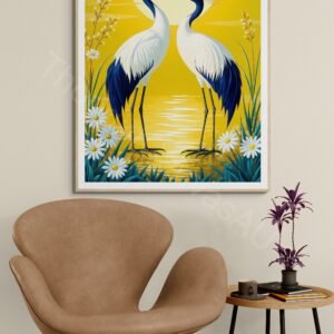 Elegant Cranes Sunrise Art Print 1 - 5