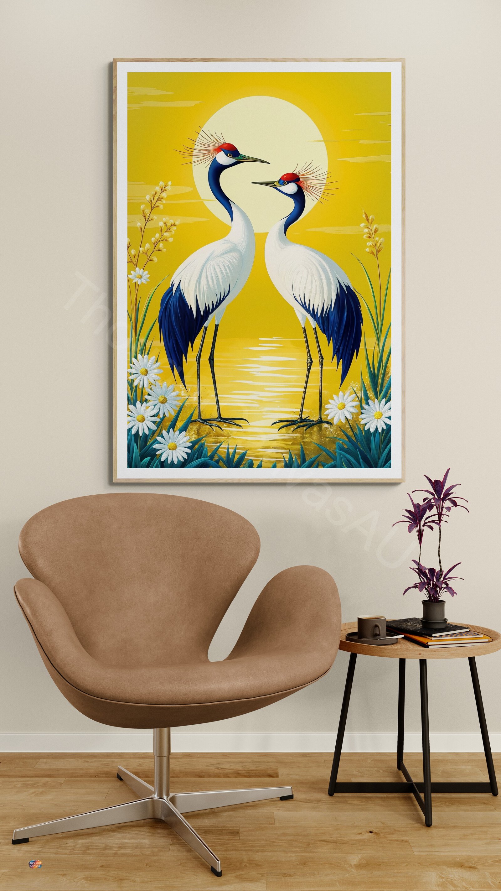 Elegant Cranes Sunrise Art Print 1 - 5