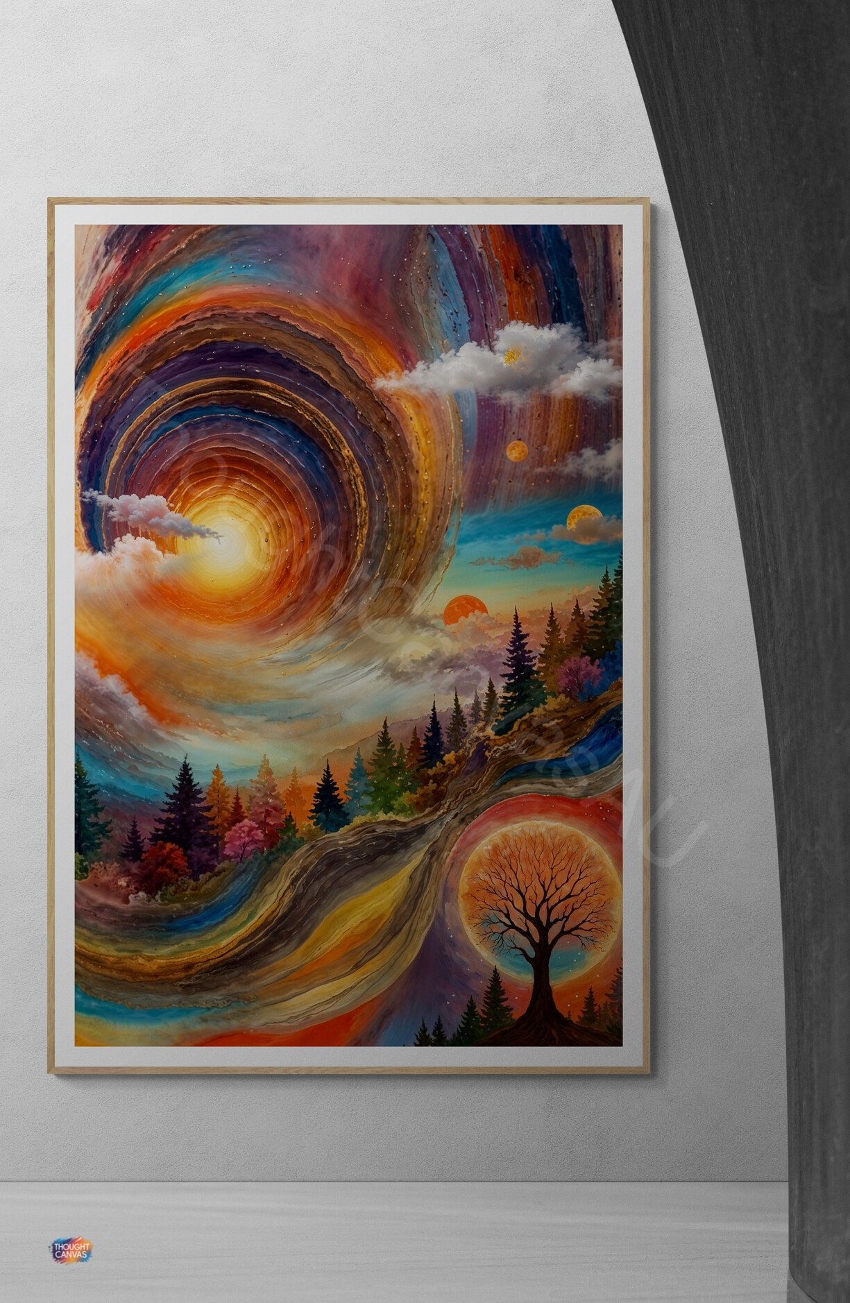 Surreal Vortex Art Print: Blue Purple Pink Spiral, Dreamlike Landscape Sunset, Abstract Wall Art (Digital Download) - Image 3