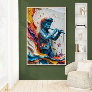 Abstract Flute Player Wall Art 1 - 3
