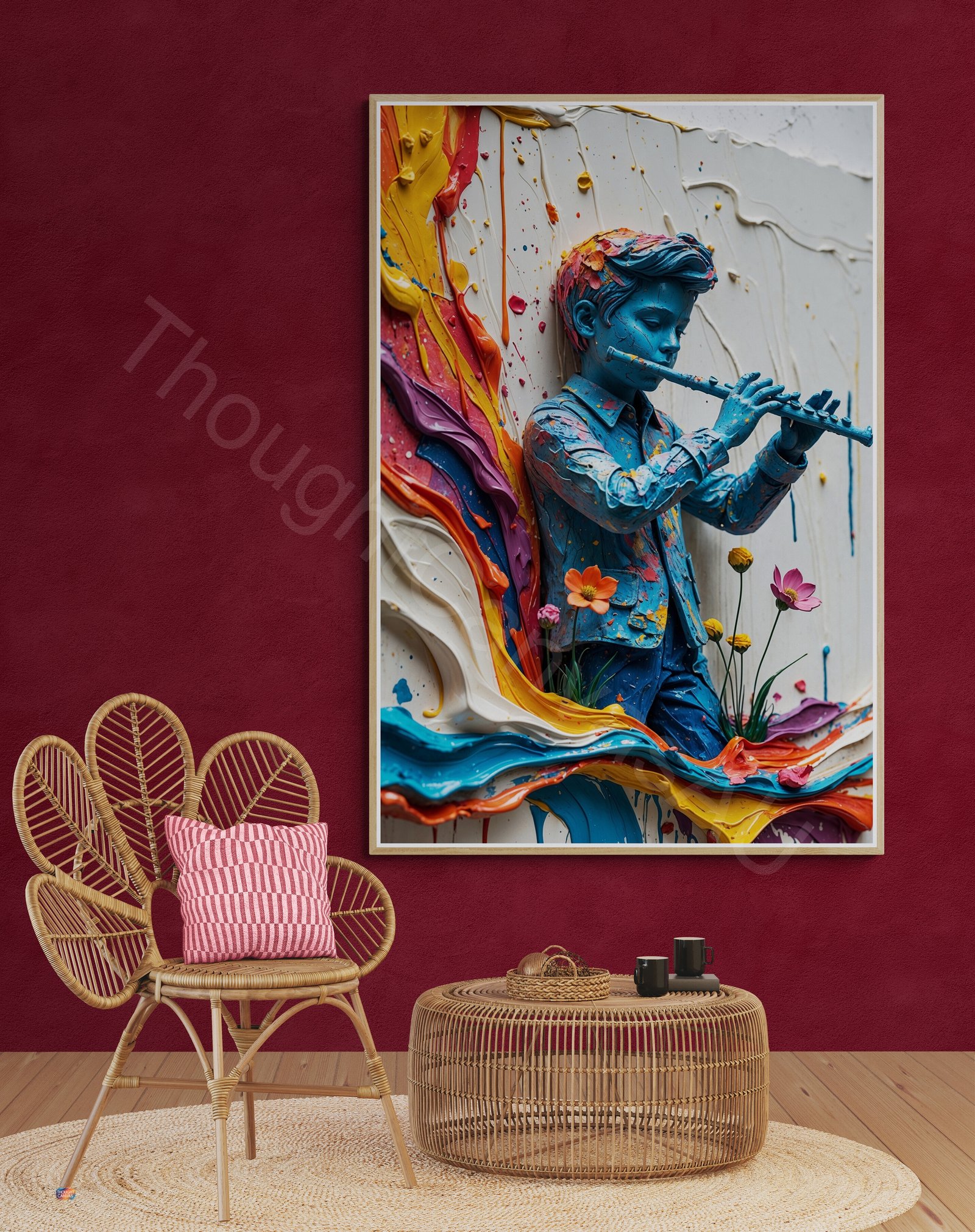 Abstract Flute Player Wall Art 1 - 4