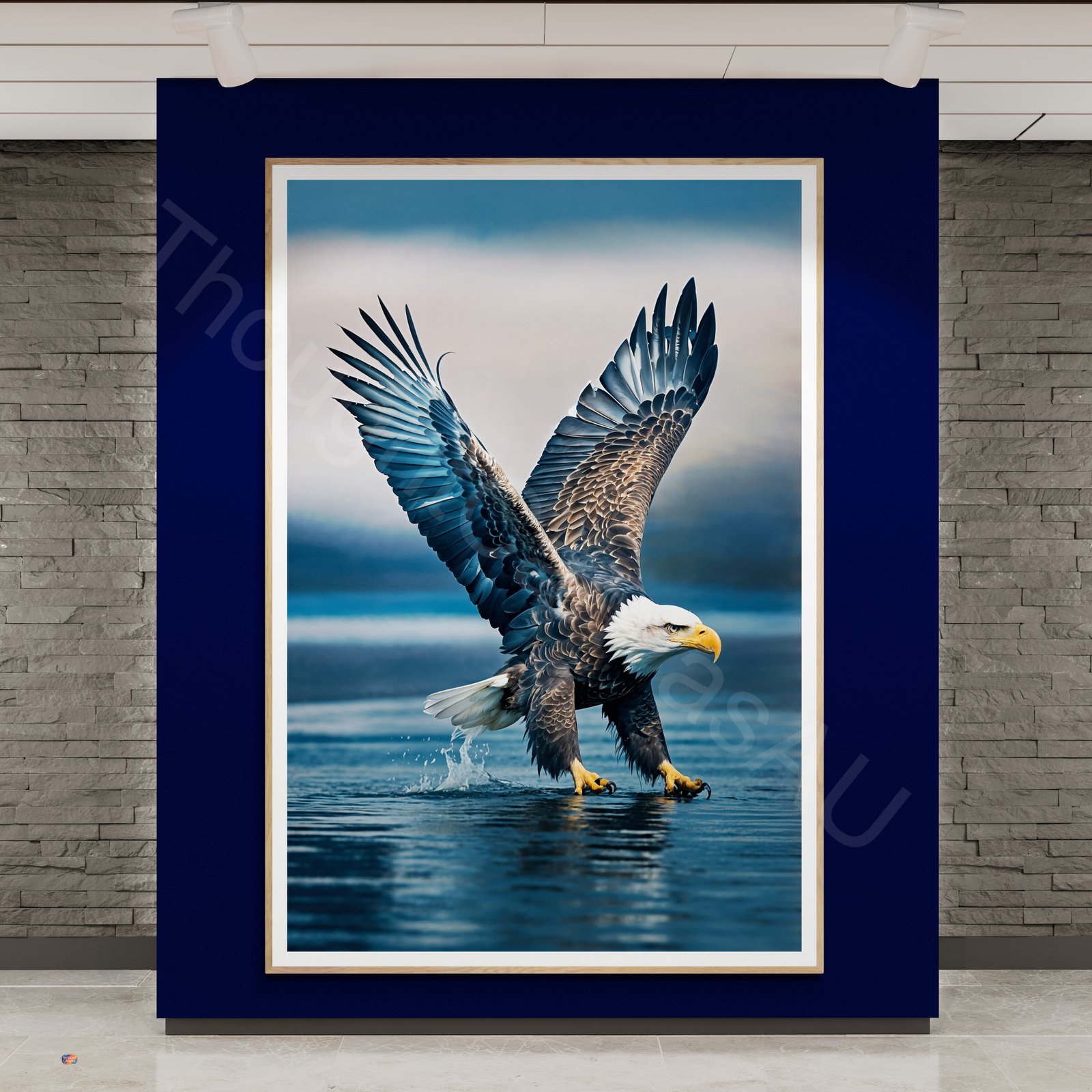 Bald Eagle Wingspan Art: Detailed Brown and White Eagle Portrait, Blue Sky - Image 6